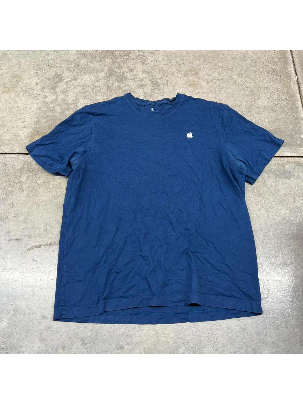 vintage apple navy blue small logo tech shirt size large